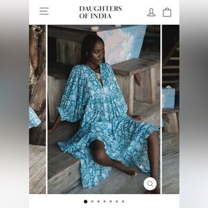 Daughters of India Kyra Midi Dress - Ocean Blue size Large